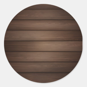 Sticker Rond Art de mode abstrait marron rayé au grain de bois