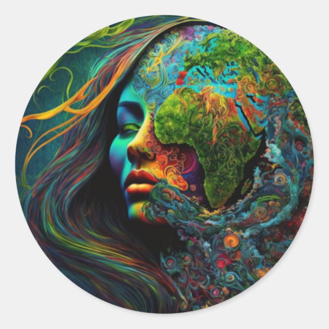 Sticker Rond Art de Mother Earth (Devant)