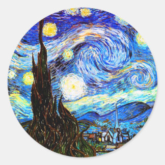 Sticker Rond Art de nuit Van Gogh Starry