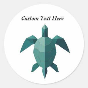 Sticker Rond Art de plage de la Tortue Origami