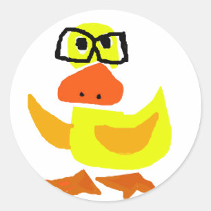 Sticker Rond Art de port en verre de canard mignon