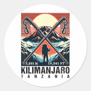 Sticker Rond Art de randonnée amusant a gravi le mont Kilimandj
