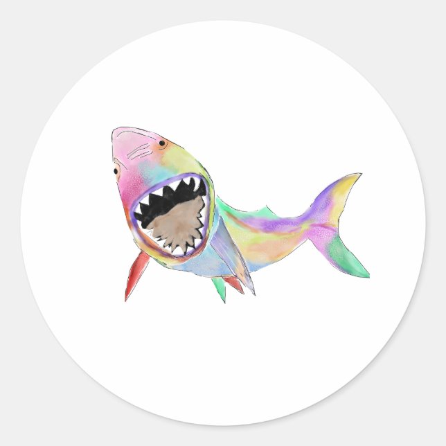 Sticker Rond Art de requin  (Devant)