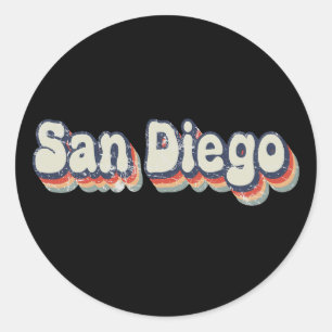 Sticker Rond Art de San Diego Californie Rétro en détresse