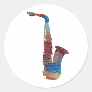 Sticker Rond Art de saxophone
