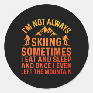 Sticker Rond Art de ski pour hommes femmes enfants sport d'hive