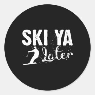 Sticker Rond Art de ski unique pour hommes femmes enfants skieu