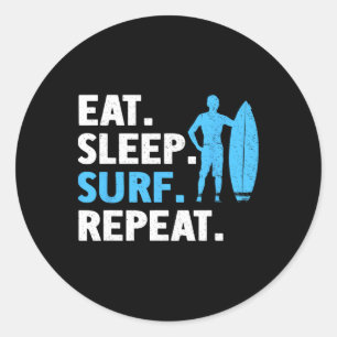 Sticker Rond Art de surf pour hommes femmes surfeur amateur de