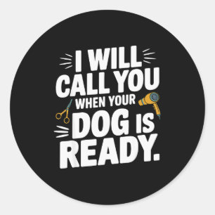 Sticker Rond Art de toiletteur de chien cool pour hommes femmes
