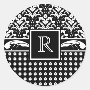 Sticker Rond Art Déco 30s Élégance formelle Damas florales