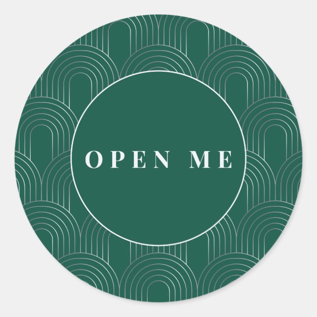 Sticker Rond Art Deco Arches | Elegant "Open Me" (Devant)