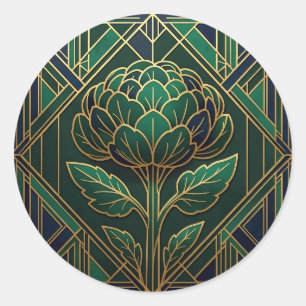 Sticker Rond Art Déco Artichaut