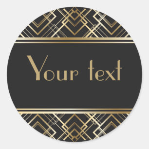 Sticker Rond art deco,black,gold,elegant,chic,monogram ready, c