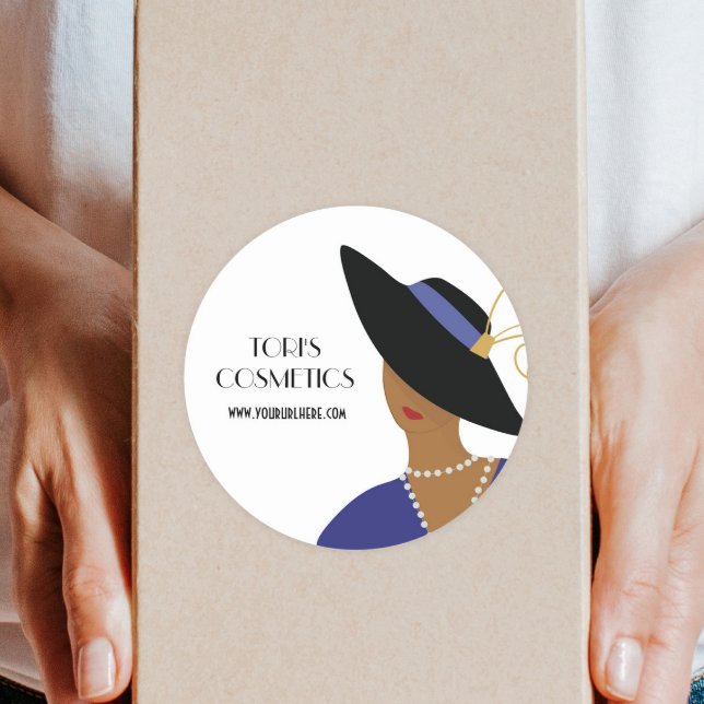 Sticker Rond Art Déco Dame, Boutique, Beauty Business ou Cosmét (Créateur téléchargé)