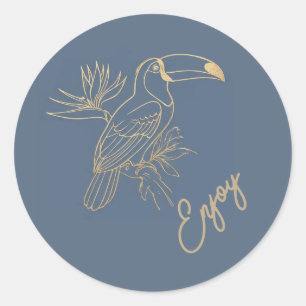 Sticker Rond Art Déco Filigrane Or   Toucan Manoir Gris Profite