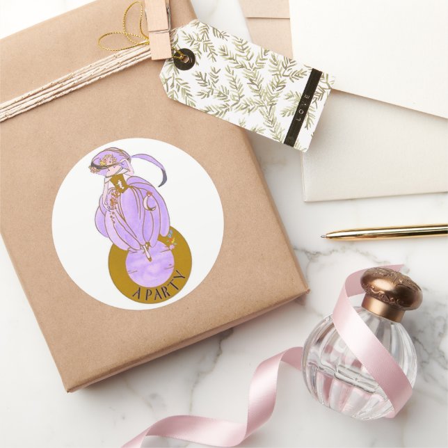 STICKER ROND ART DÉCO LADY (Cadeaux)