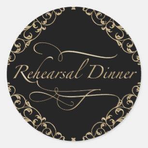 Sticker Rond Art Déco Nouveau Dentelle Damas Golden Calligraphi