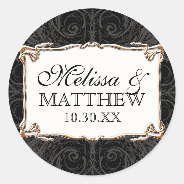 Sticker Rond Art Déco Nouveau dentelle en or look personnalisé (Devant)