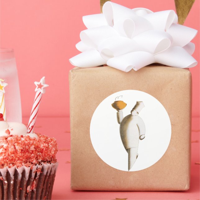 Sticker Rond Art Déco Restaurant Chef, Affaires Vintages (Fête)