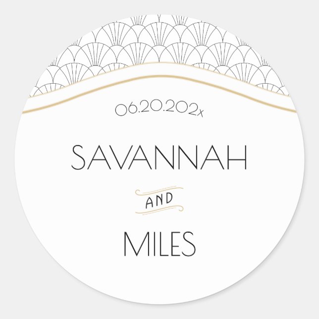 Sticker Rond Art Déco Vintage noir & blanc (Devant)