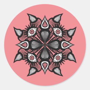 Sticker Rond Art d'horreur rose Déplaisant Demon Créature
