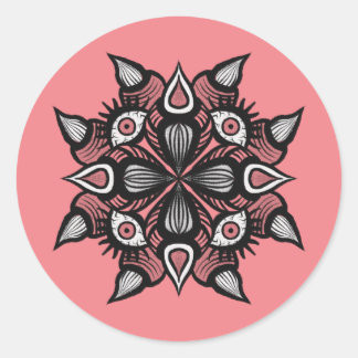 Sticker Rond Art d'horreur rose Déplaisant Demon Créature