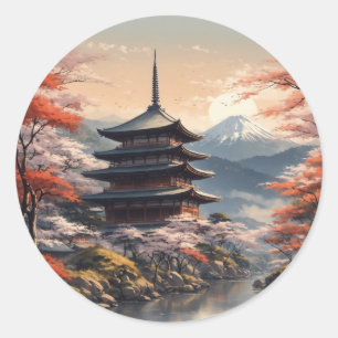 Sticker Rond Art d'illustration japonaise n° 1
