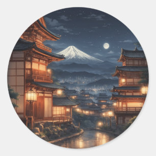 Sticker Rond Art d'illustration japonaise n° 2