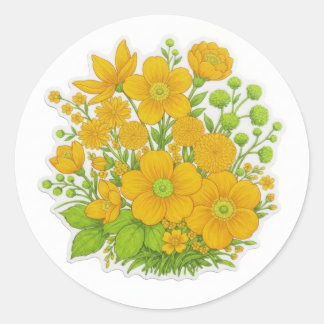 Sticker Rond art d'impression de design floral 