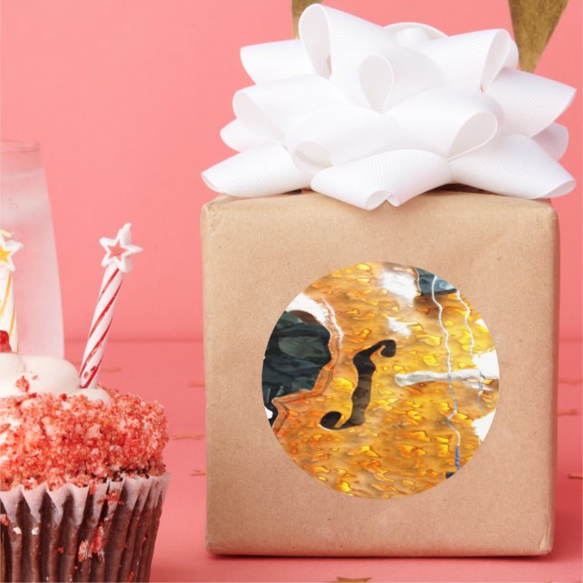 Sticker Rond Art du son : Cello (Fête)