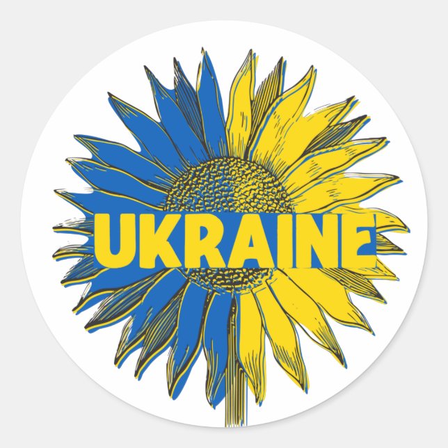 Sticker Rond Art du tournesol ukrainien (Devant)