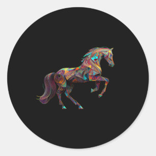 Sticker Rond Art équestre coloré Cheval Lover peinture Cowgi