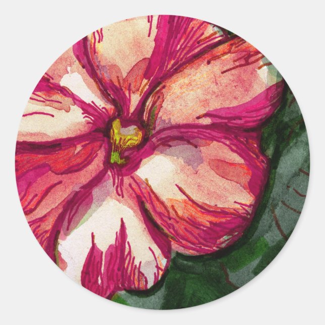 Sticker Rond Art Fleur Balsam Rose (Devant)