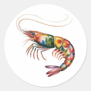 Sticker Rond Art floral de crevettes