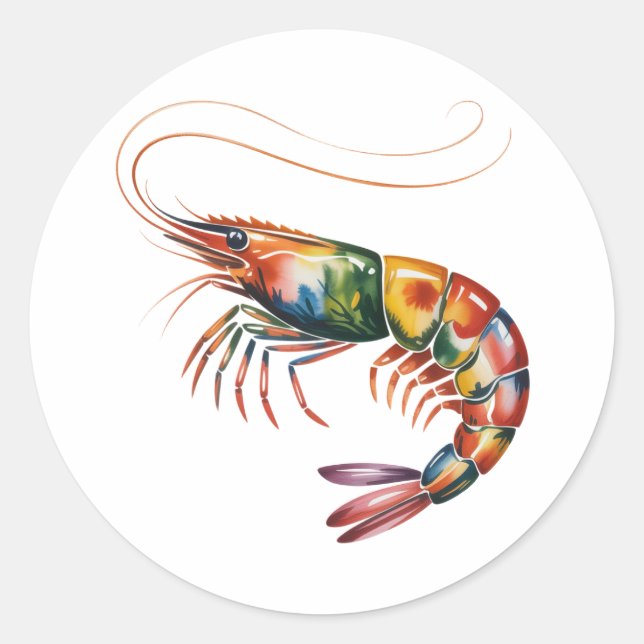 Sticker Rond Art floral de crevettes (Devant)