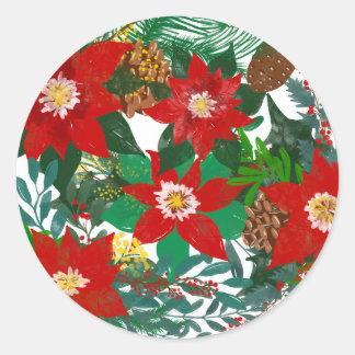 Sticker Rond Art floral de Noël