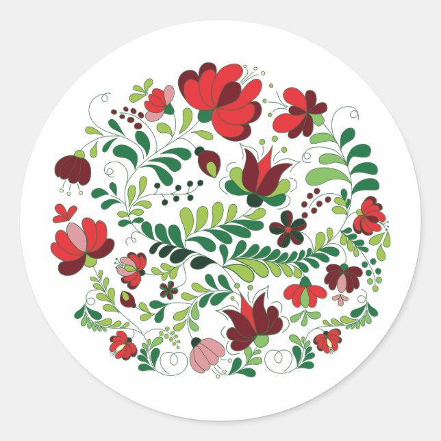 Sticker Rond Art folklorique matyo hongrois (Devant)