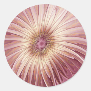 Sticker Rond Art fractal de fleurs abstraites et nuances de bor
