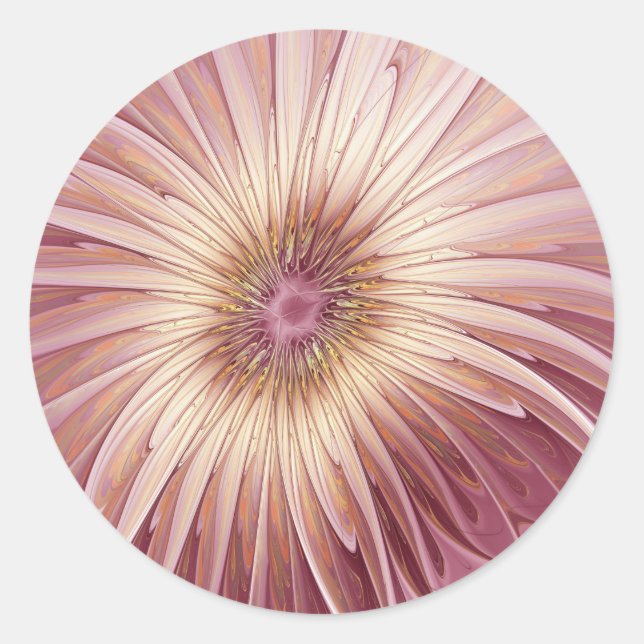 Sticker Rond Art fractal de fleurs abstraites et nuances de bor (Devant)