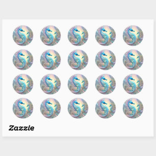 Sticker Rond Art fractal des hippocampes,