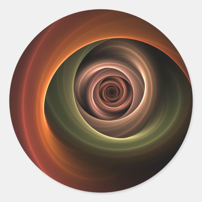 Sticker Rond Art fractal moderne abstrait en spirale 3D couleur (Devant)