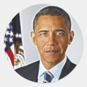 Sticker Rond Art fractal, Portrait officiel Barack Obama