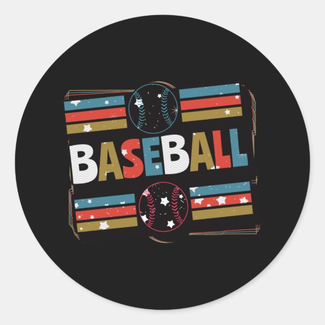 Sticker Rond Art géométrique Abstrait de baseball (Devant)