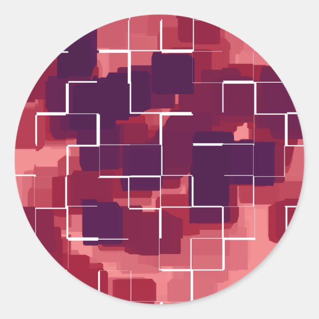 Sticker Rond Art géométrique "Cranberry" (Devant)