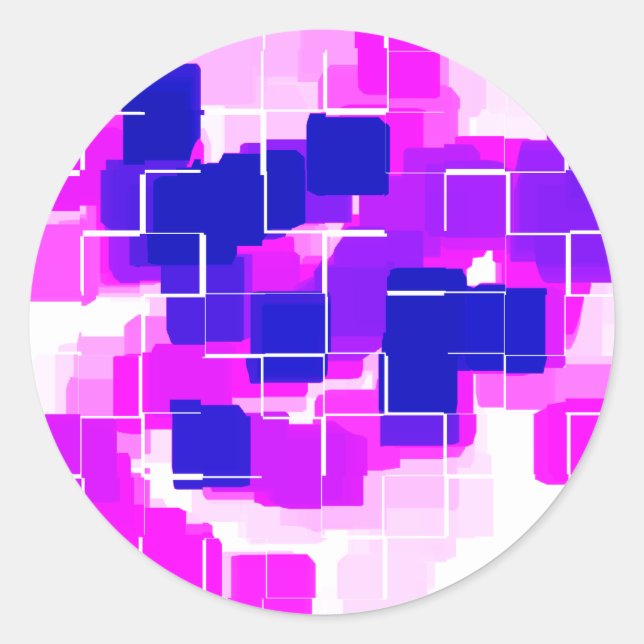 Sticker Rond Art géométrique "Framboise bleue" (Devant)