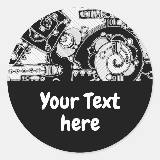 Sticker Rond Art Géométrique Noir Et Blanc 4 (Devant)