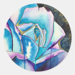 Sticker Rond Art gothique Rose bleu