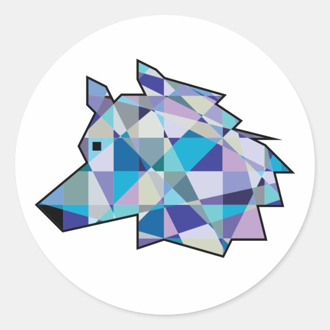 Sticker Rond Art graphique original Wolf Head | Profil du visag (Devant)