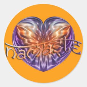 Sticker Rond ART Heart NAMASTE orange