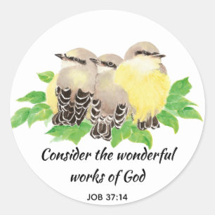 Sticker Rond Art inspiré d'oiseau d'aquarelle de citation